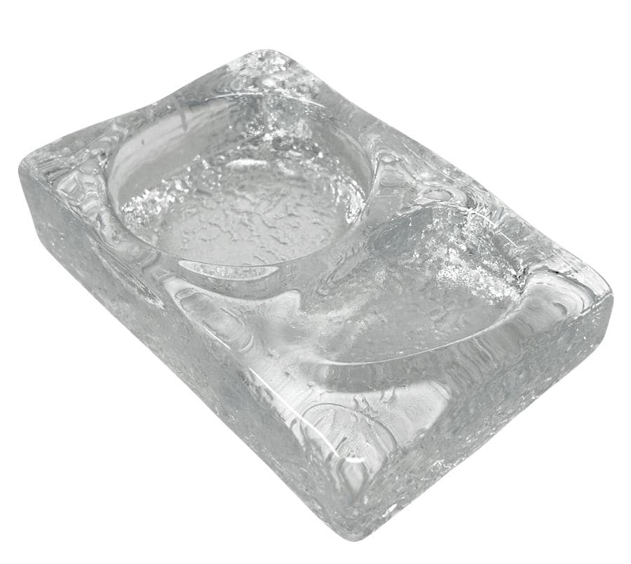 Vintage Textured Ice Glass Pipe Ashtray