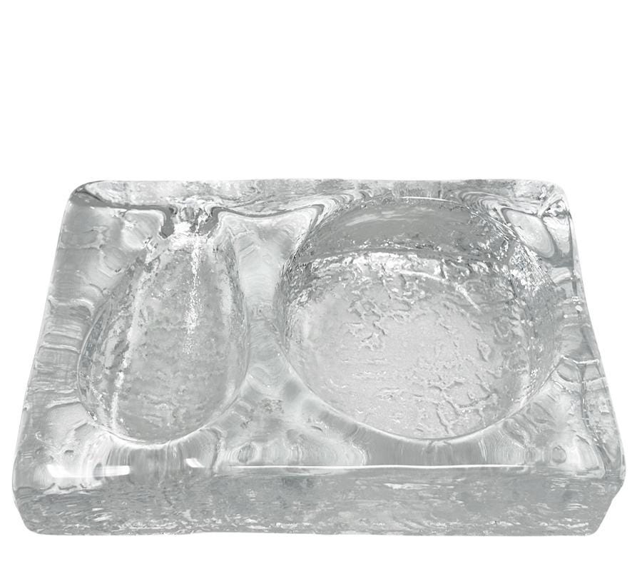Vintage Textured Ice Glass Pipe Ashtray