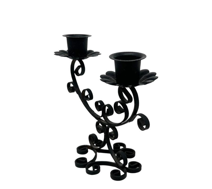 Vintage Spanish Revival Metal Candle Holder
