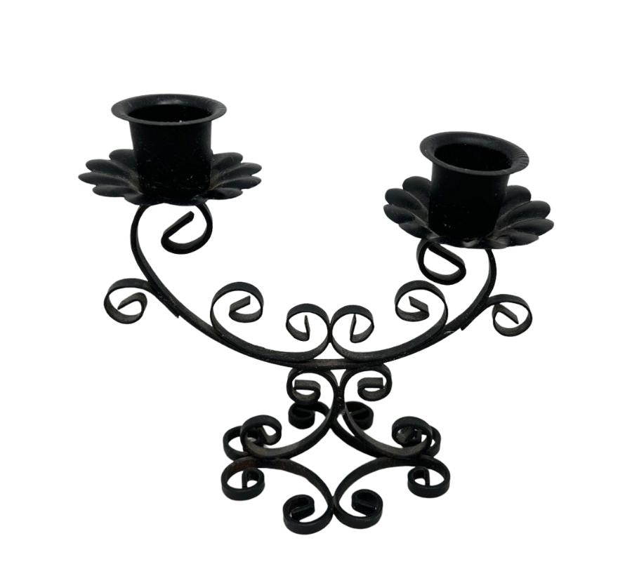 Vintage Spanish Revival Metal Candle Holder