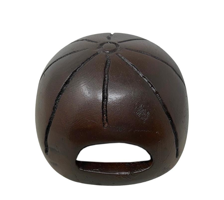 Vintage Folk Art Carved Wooden Baseball Cap Wall Hanging