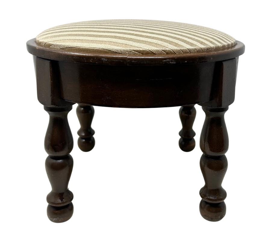 Vintage Upholstered Wooden Foot Stool
