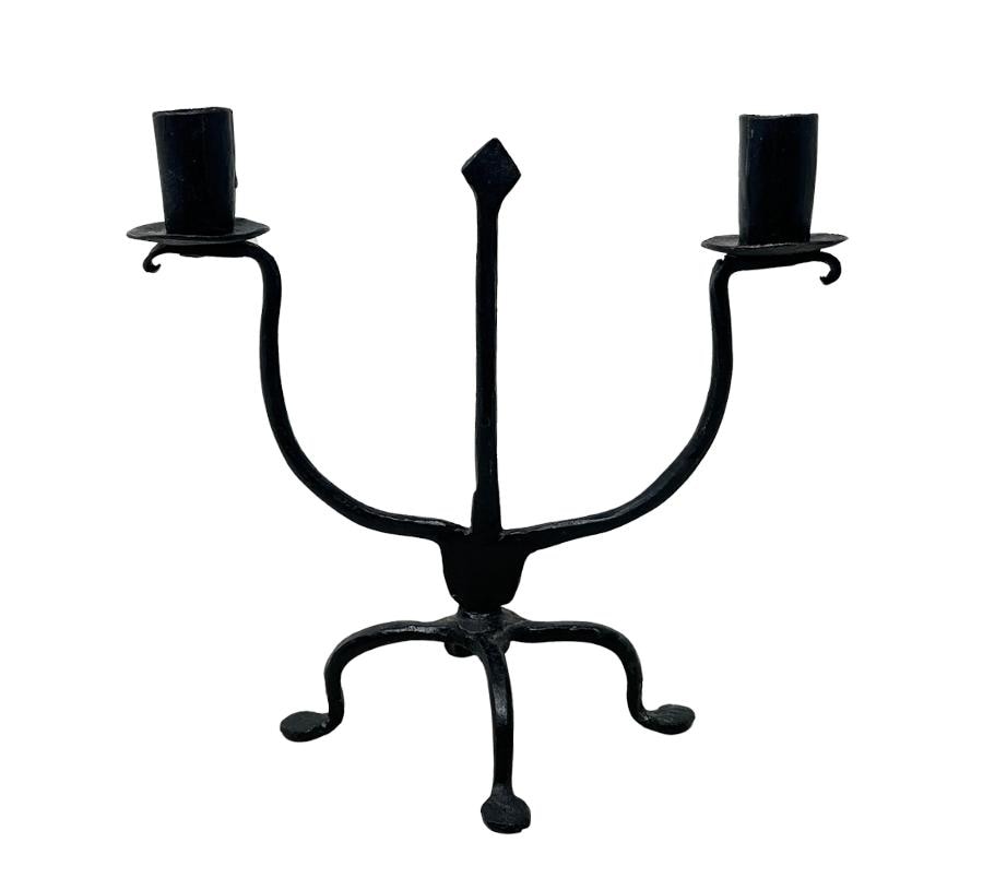 Vintage Folk Art Metal Candle Holder