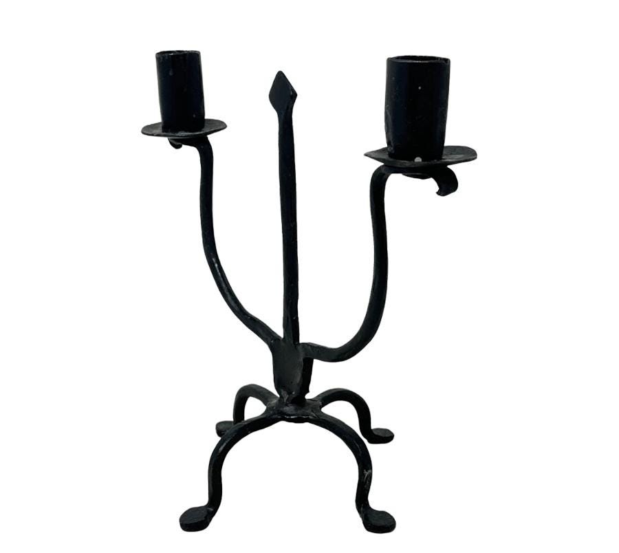 Vintage Folk Art Metal Candle Holder