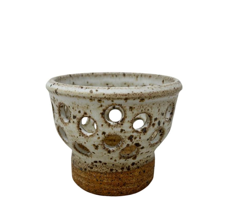Vintage Stoneware Hole Punched Vessel