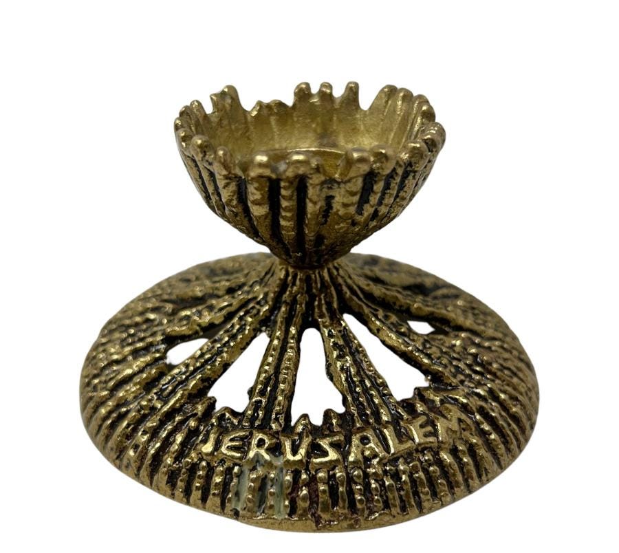 Pair of Brutalist Wainberg Brass Candle Holders