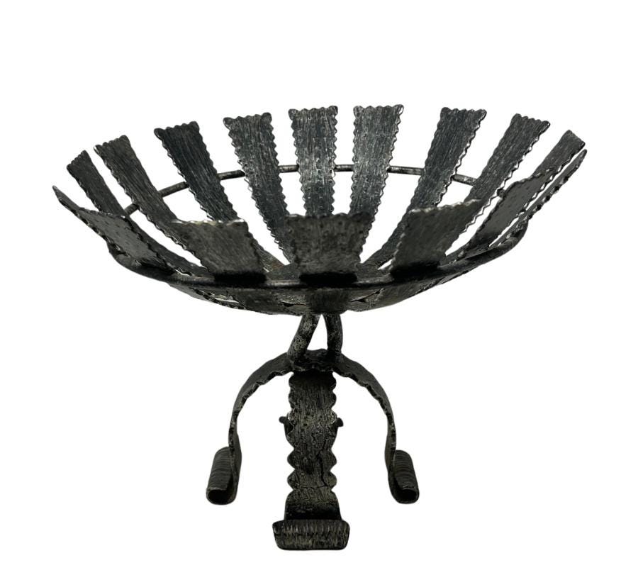 Vintage Brutalist Metal Footed Bowl