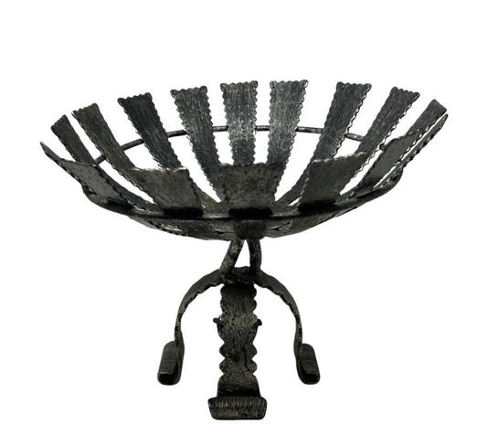 Vintage Brutalist Metal Footed Bowl