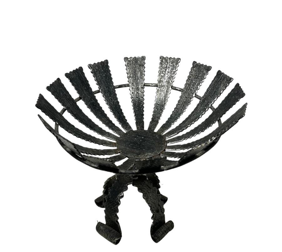Vintage Brutalist Metal Footed Bowl