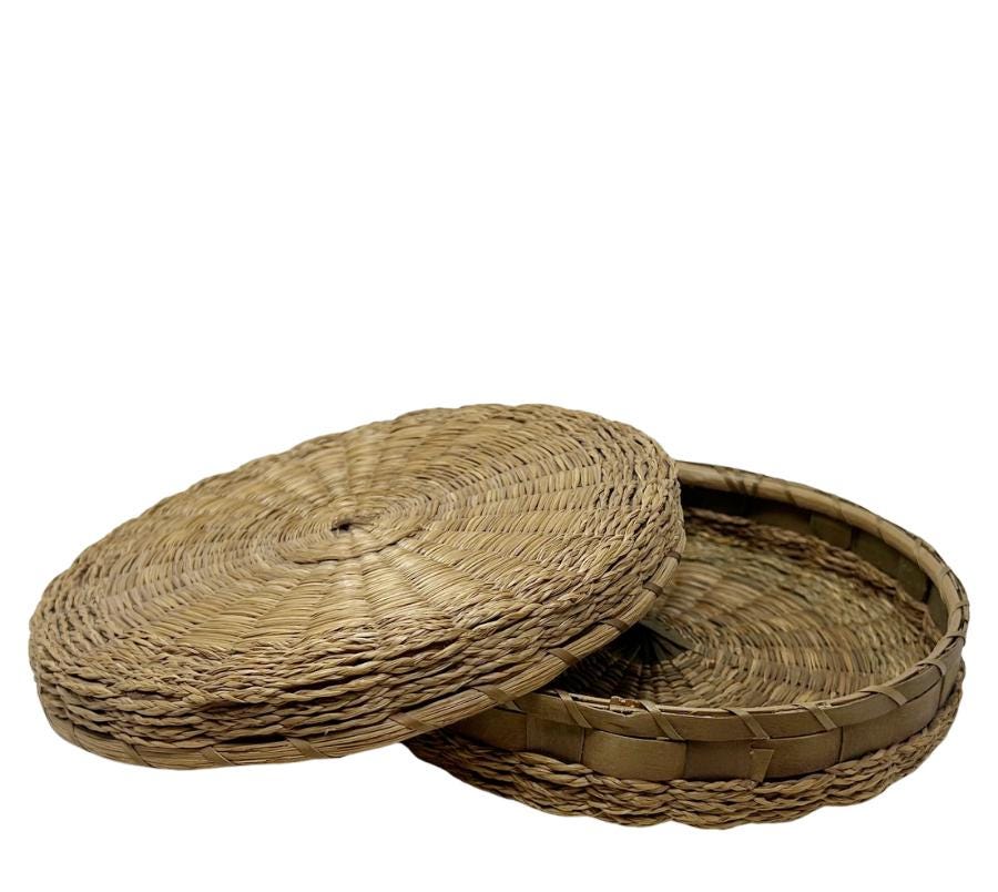 Vintage Indigenous Low Profile Woven Basket