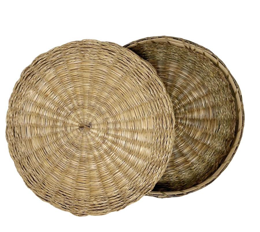 Vintage Indigenous Low Profile Woven Basket