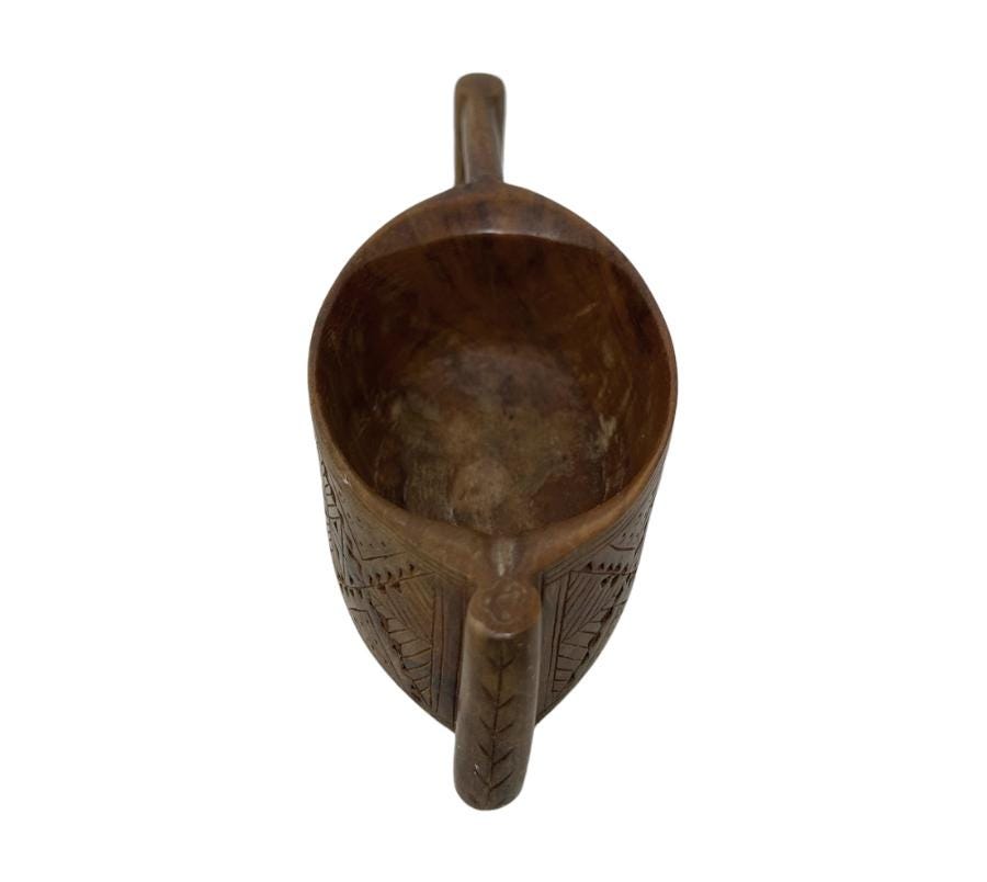 Vintage Swedish Folk Art Wooden Vessel