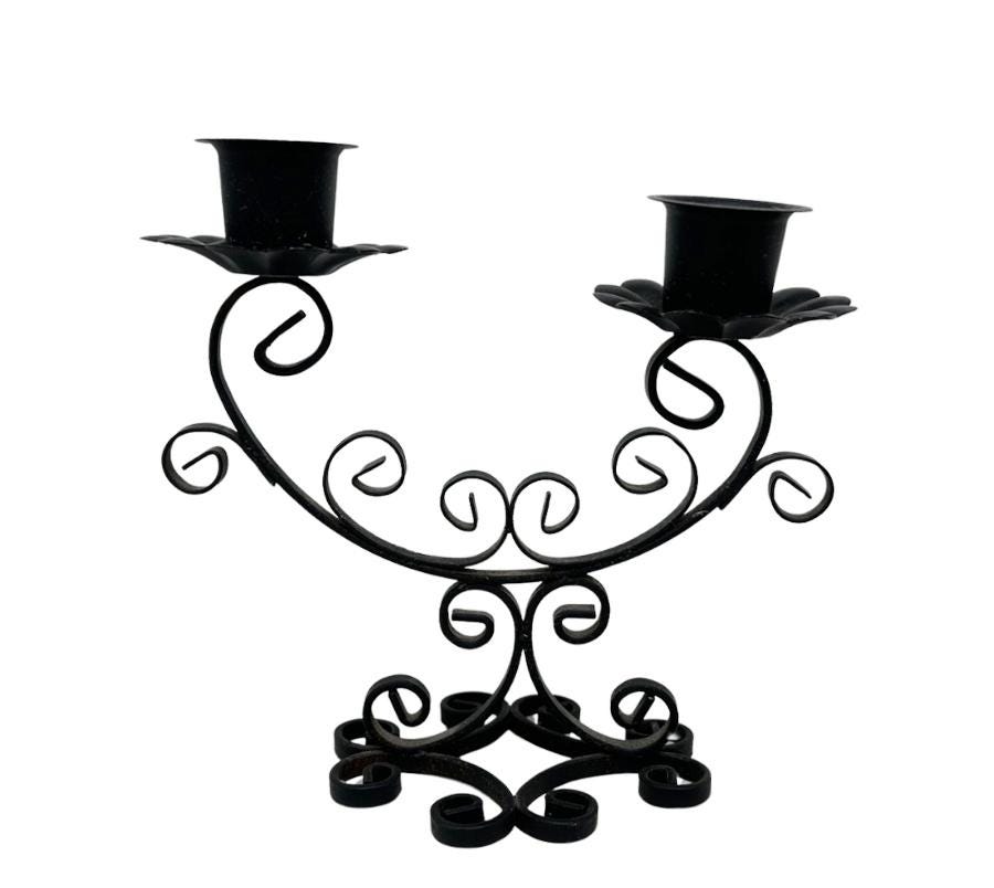 Vintage Spanish Revival Metal Candle Holder