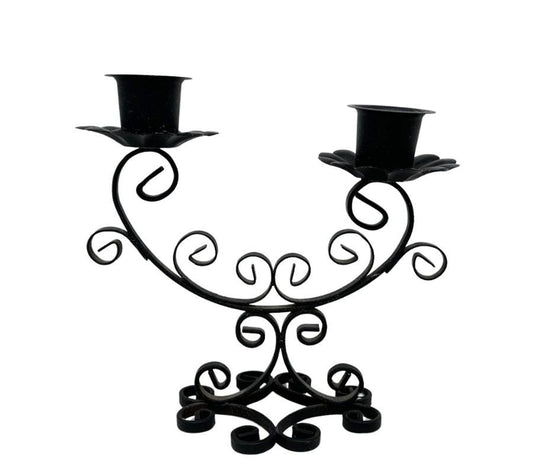 Vintage Spanish Revival Metal Candle Holder