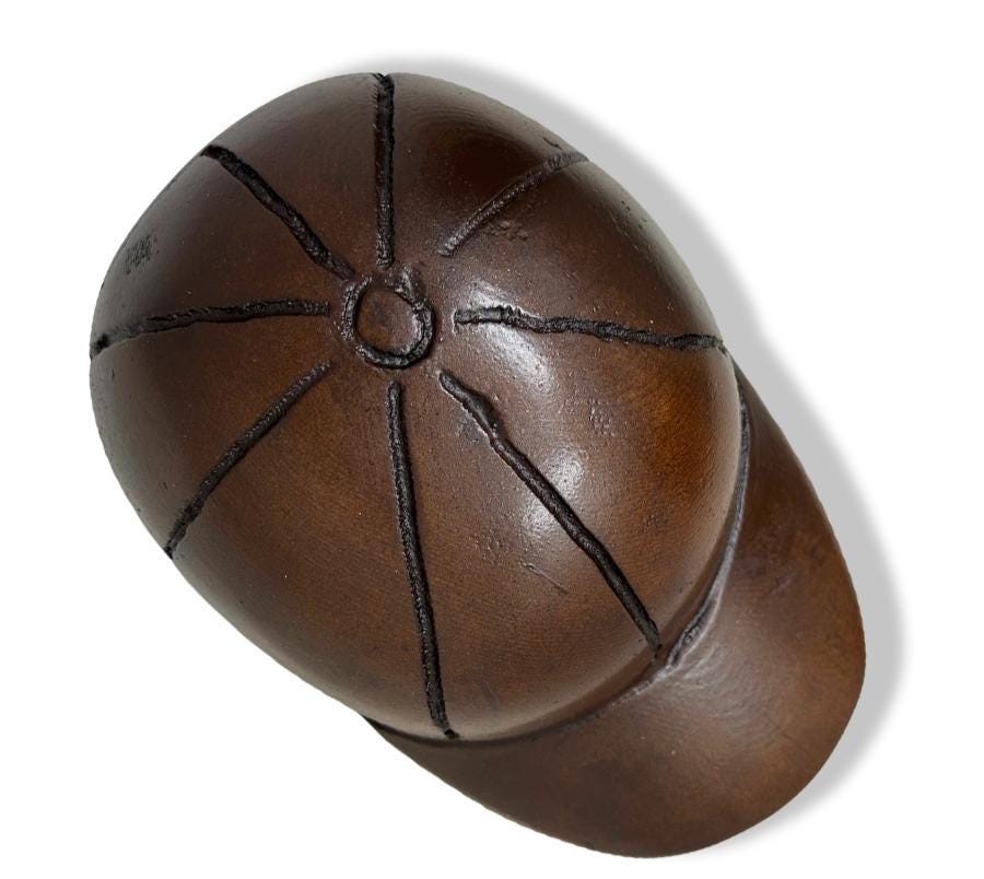 Vintage Folk Art Carved Wooden Baseball Cap Wall Hanging