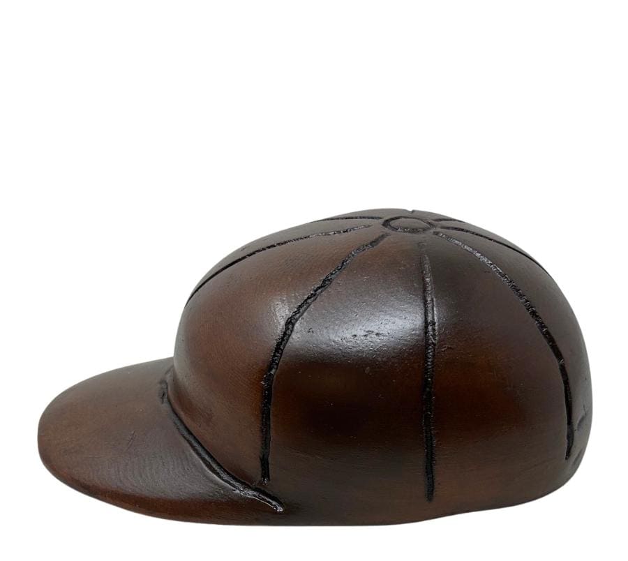 Vintage Folk Art Carved Wooden Baseball Cap Wall Hanging