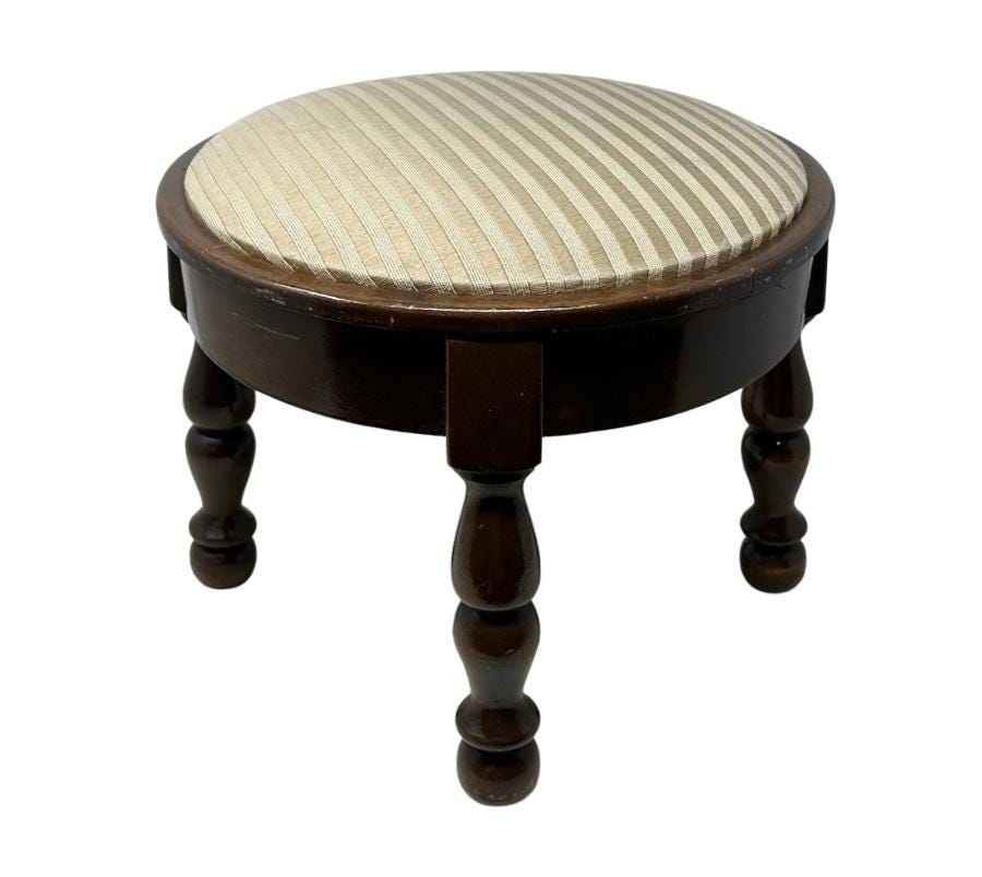 Vintage Upholstered Wooden Foot Stool