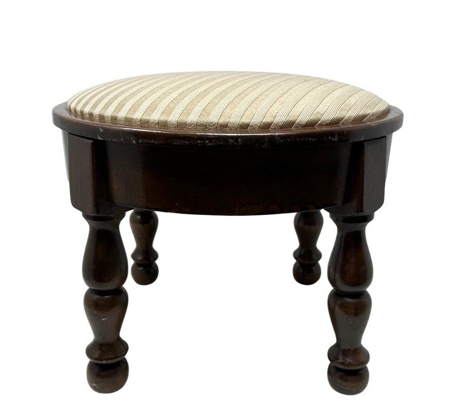 Vintage Upholstered Wooden Foot Stool