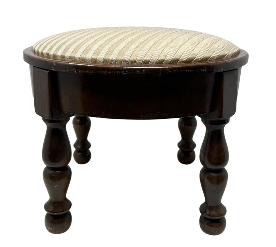 Vintage Upholstered Wooden Foot Stool
