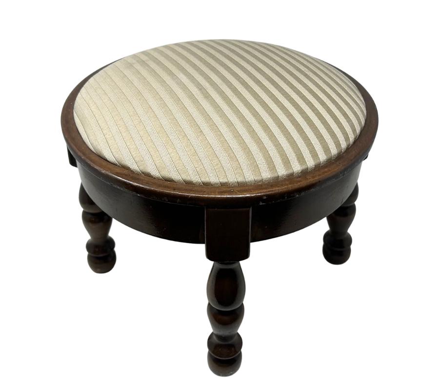 Vintage Upholstered Wooden Foot Stool