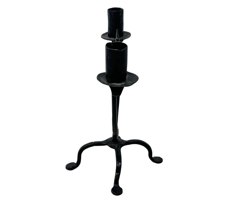 Vintage Folk Art Metal Candle Holder
