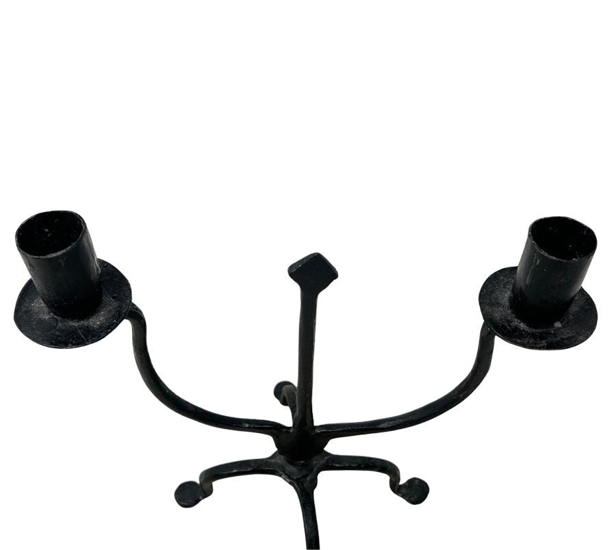 Vintage Folk Art Metal Candle Holder