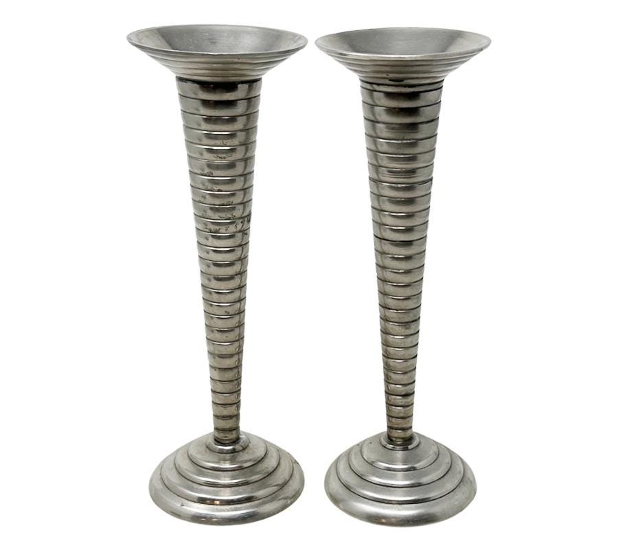 Pair of Vintage Metal Candle Holders