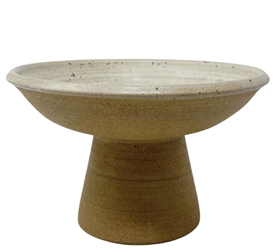 Vintage Stoneware Pedestal Bowl