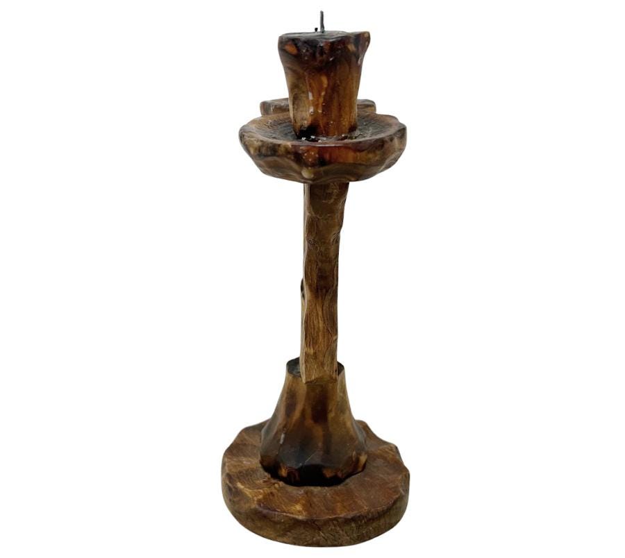 Vintage Spanish Carved Wooden Candle Holder