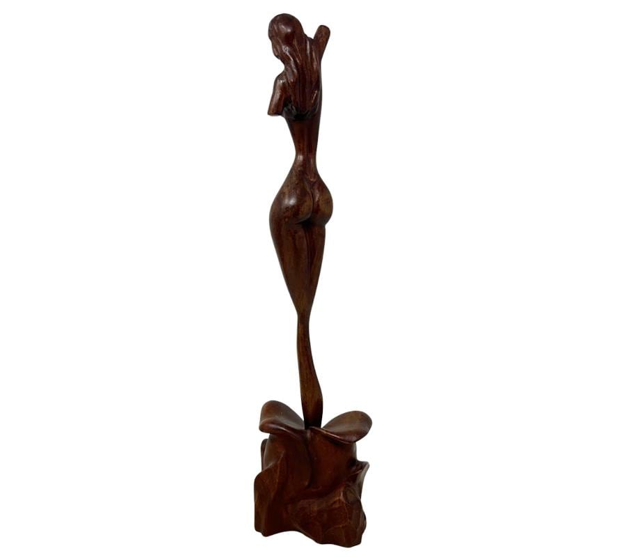 Vintage Carved Wooden Nude Sculpture