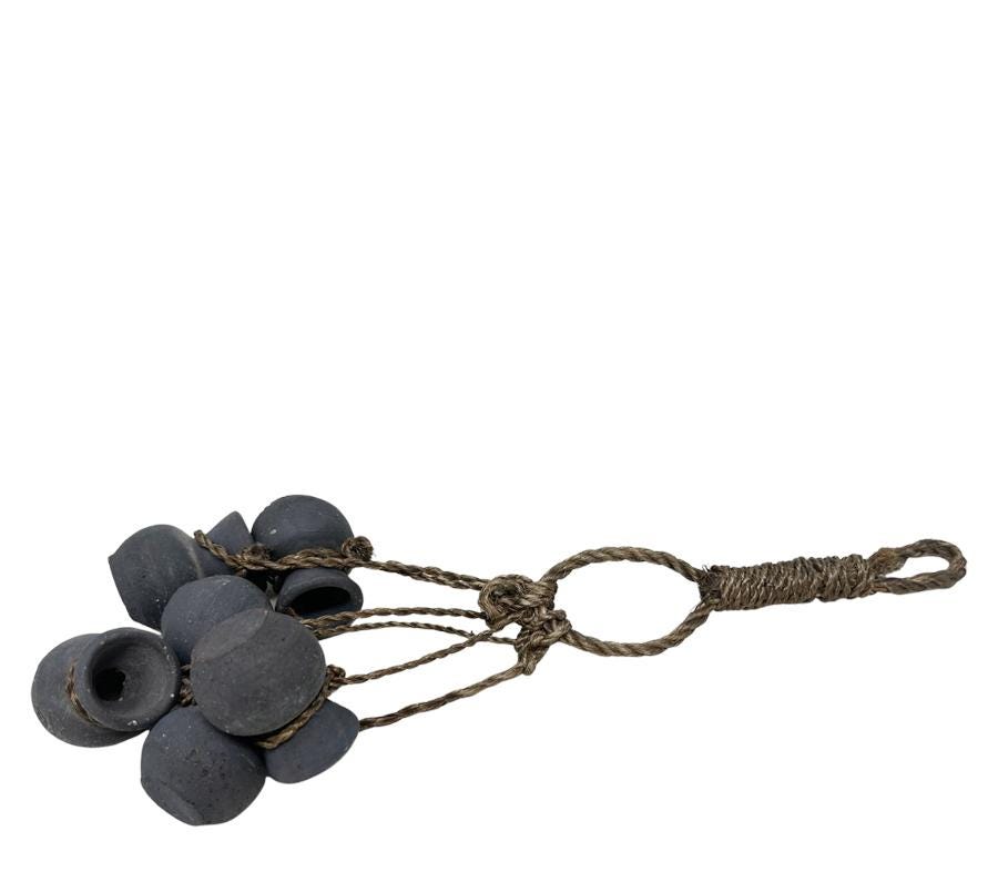 Primitive Clay Vessels on Rope Wall Hanging