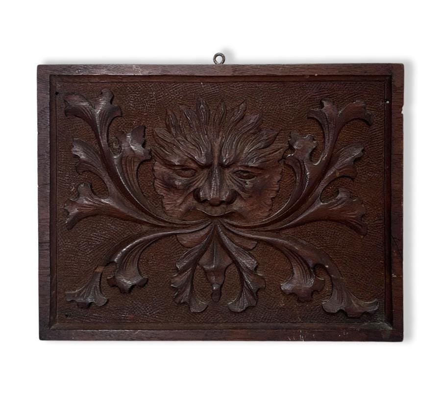 Vintage Carved Wood Wall Relief