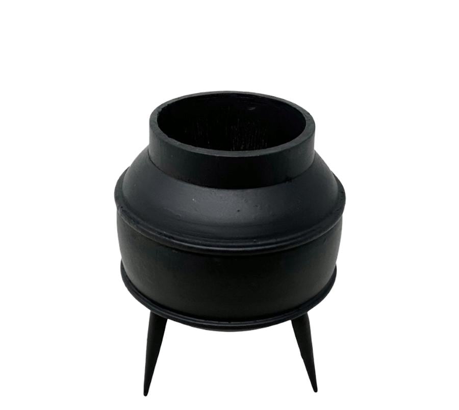 Vintage Painted Tripod Wood Vessel