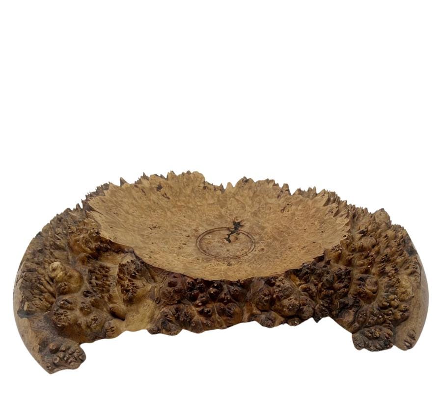 Vintage Hand Carved Live Edge Burl Bowl
