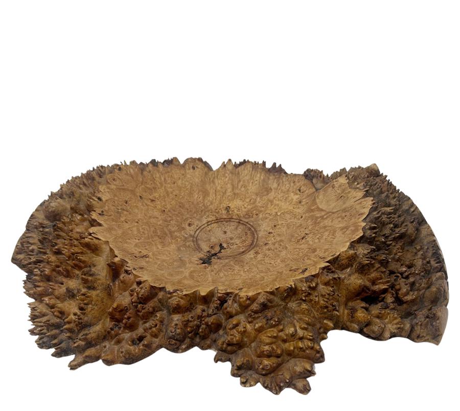 Vintage Hand Carved Live Edge Burl Bowl