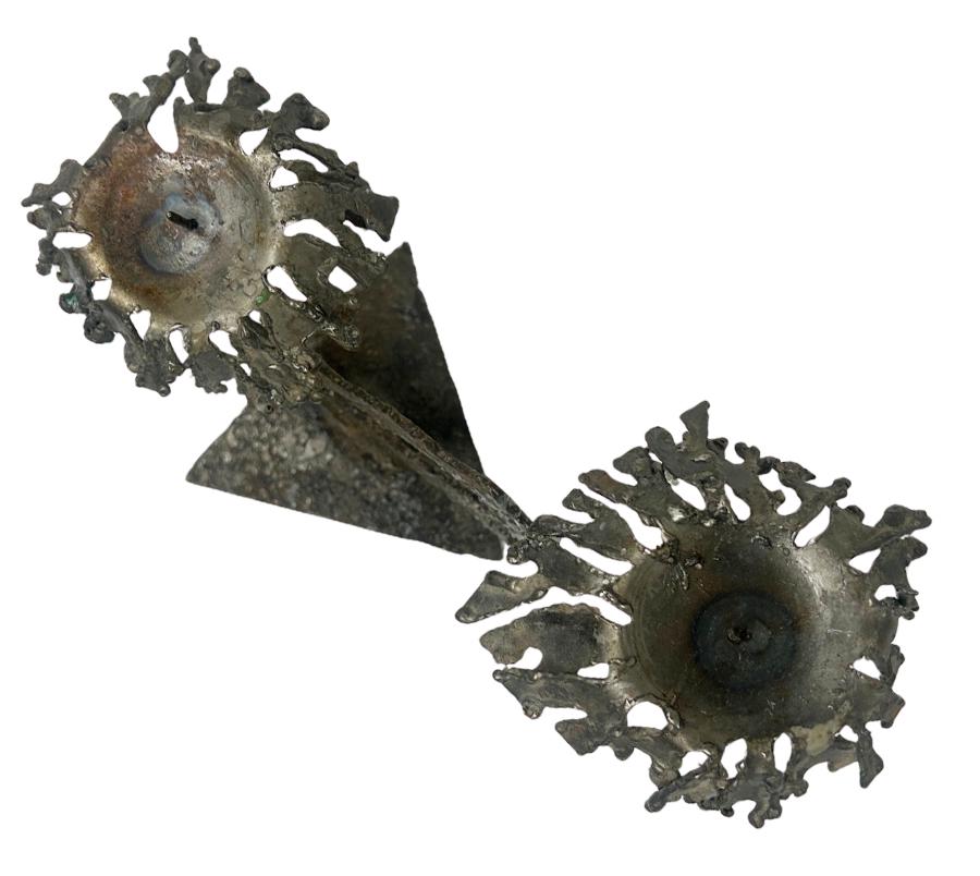Vintage Brutalist Metal Candle Holder