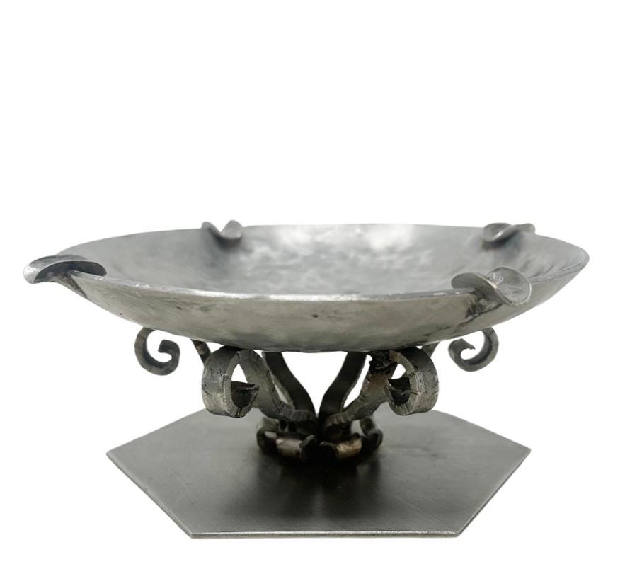 Vintage Pedestal Metal Catchall Dish