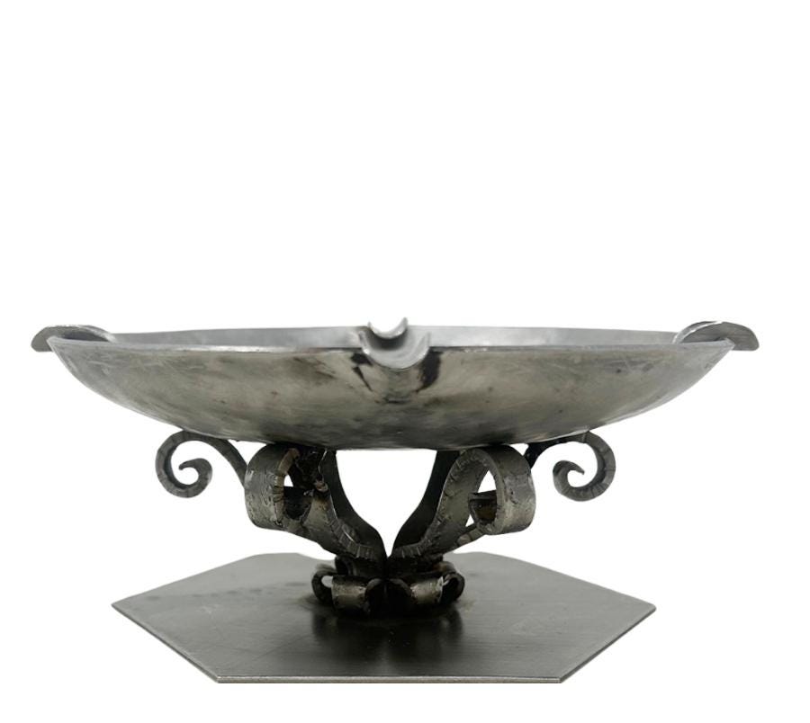 Vintage Pedestal Metal Catchall Dish