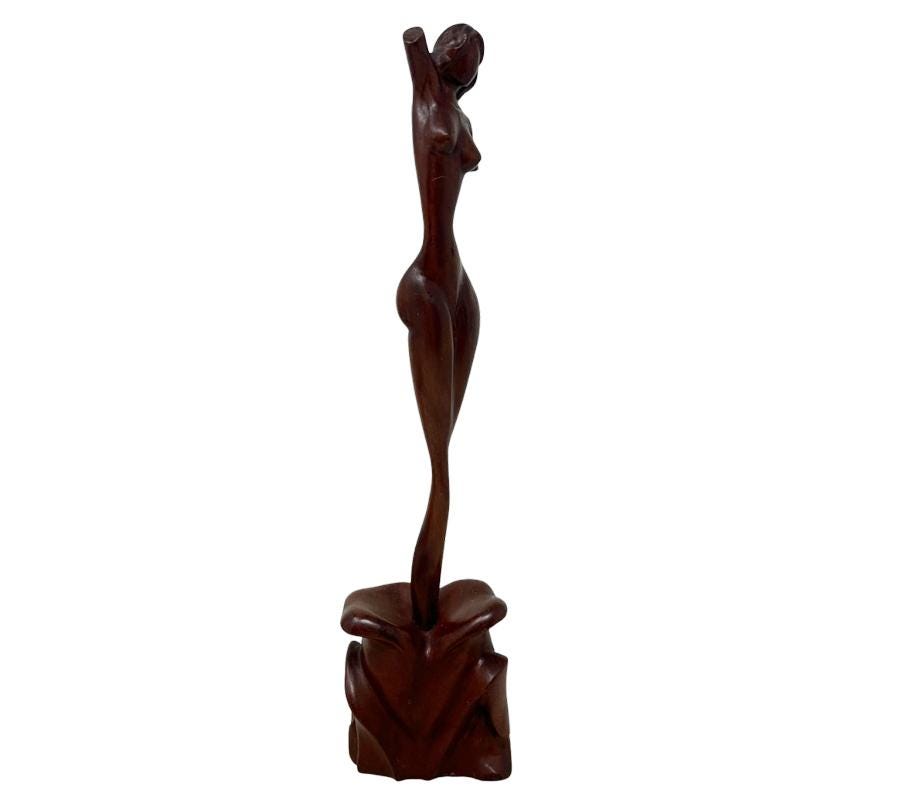 Vintage Carved Wooden Nude Sculpture