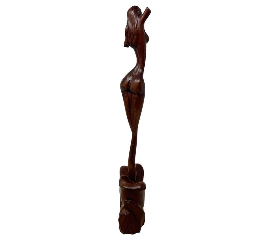 Vintage Carved Wooden Nude Sculpture