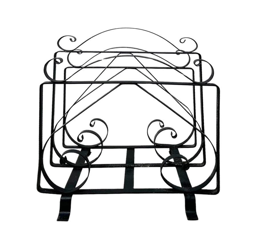 Vintage Spanish Revival Metal Magazine Rack