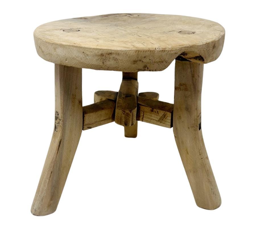 Vintage Tripod Primitive Wooden Stool