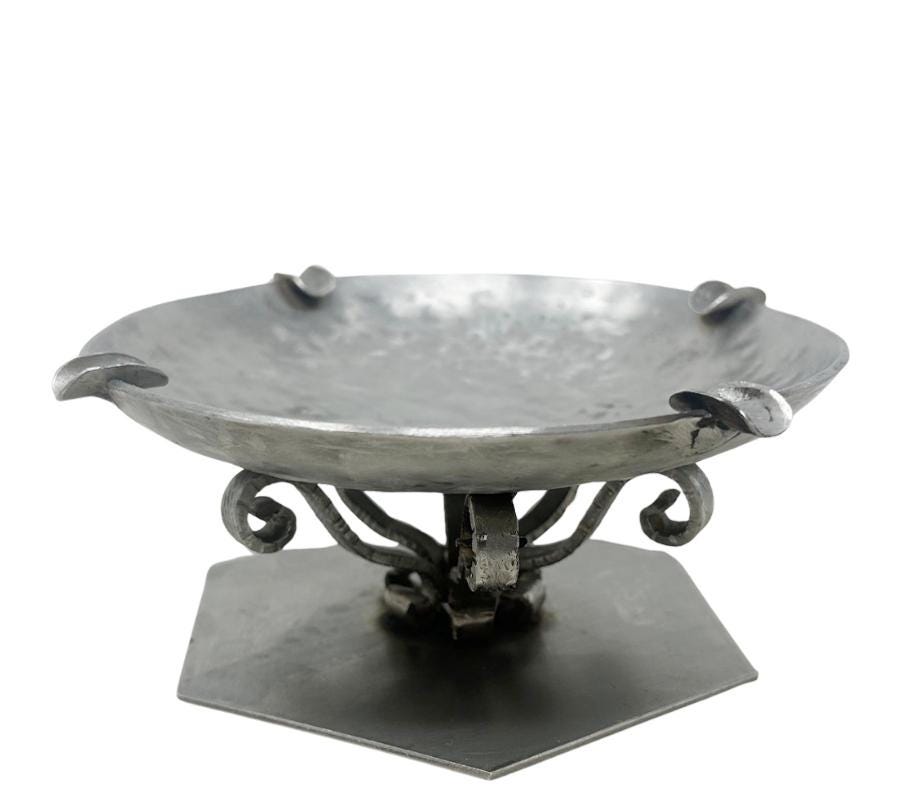 Vintage Pedestal Metal Catchall Dish