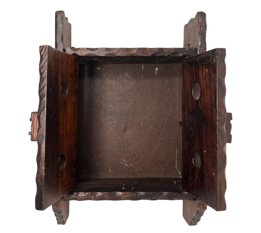 Vintage Brutalist Folk Art Wall Cabinet