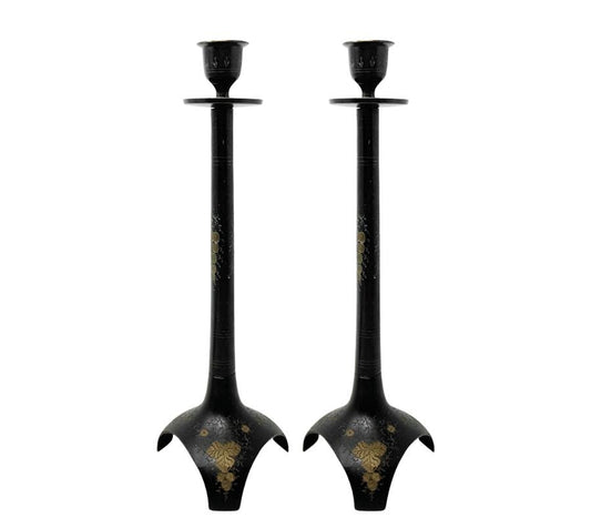 Pair of Vintage Engraved Candle Holders