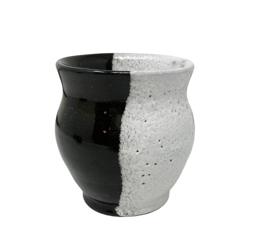 Vintage Studio Pottery Black & White Pot