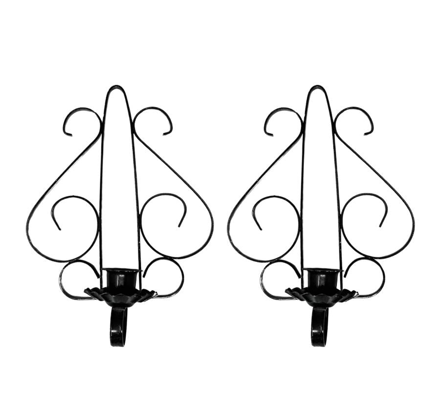 Pair of Vintage Wrought Iron Metal Candle Sconces