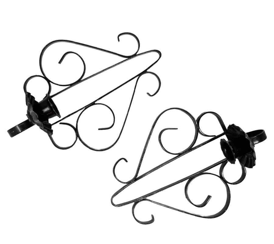 Pair of Vintage Wrought Iron Metal Candle Sconces