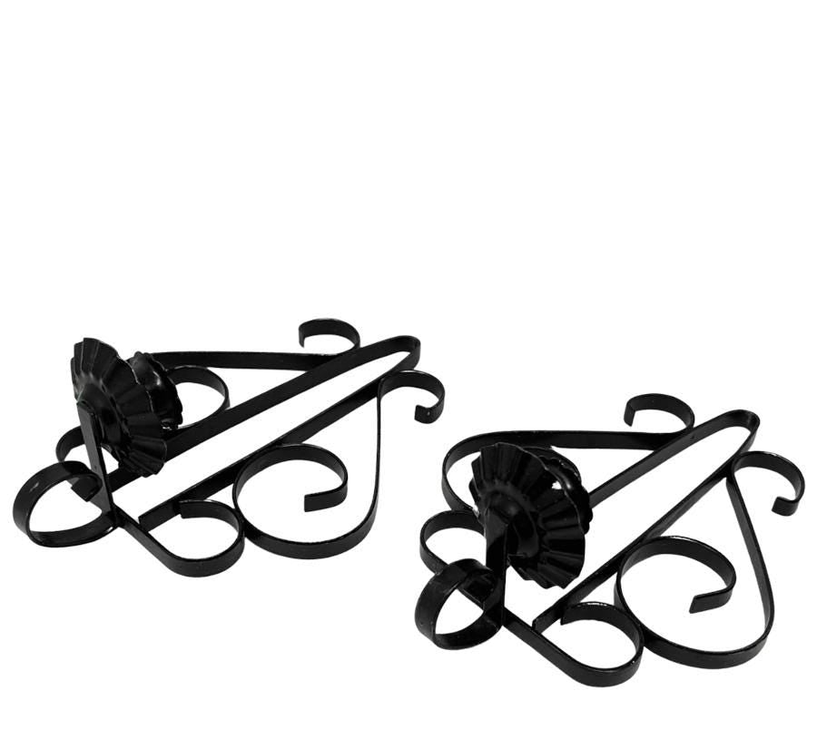Pair of Vintage Wrought Iron Metal Candle Sconces