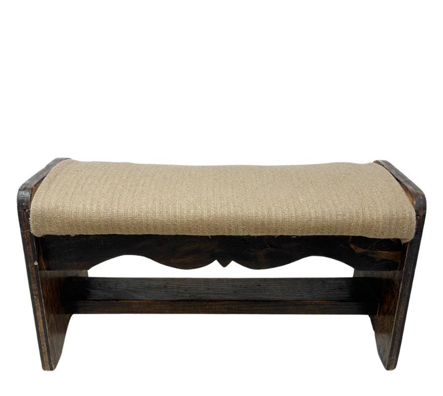 Vintage Scalloped Wooden Foot Stool